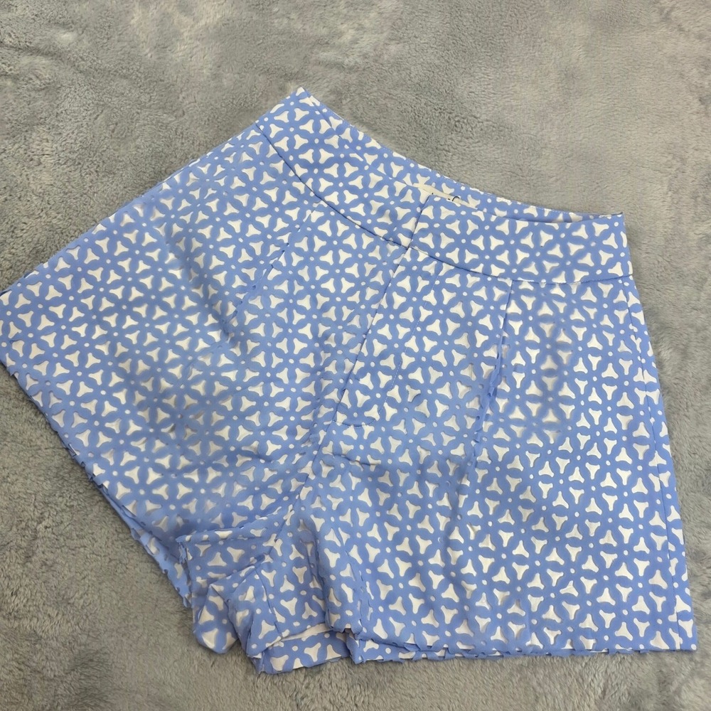 ATOIR  Maxie‎ Shorts Blue Daisy Geometric Pattern Pleated High Waisted